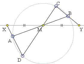 plain butterfly: M inside the circle. The wings are not crossed by the given line