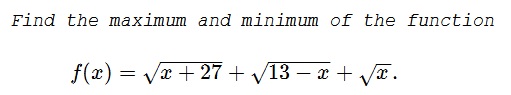 Find the Maximum and Minimum of a Function