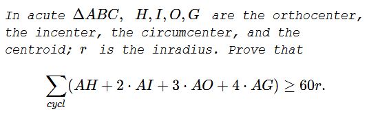 inequality in triangle with all four basic centers